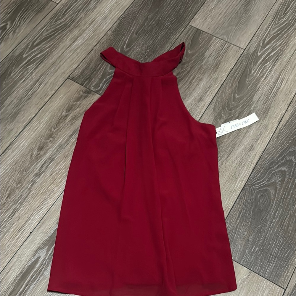 She + Sky Red Halter Blouse